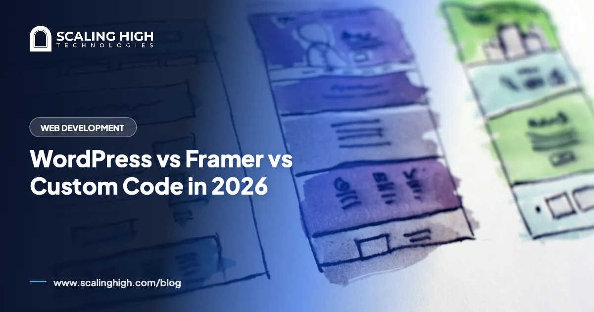 Hand-drawn watercolor website wireframe sketches showing three different page layout concepts