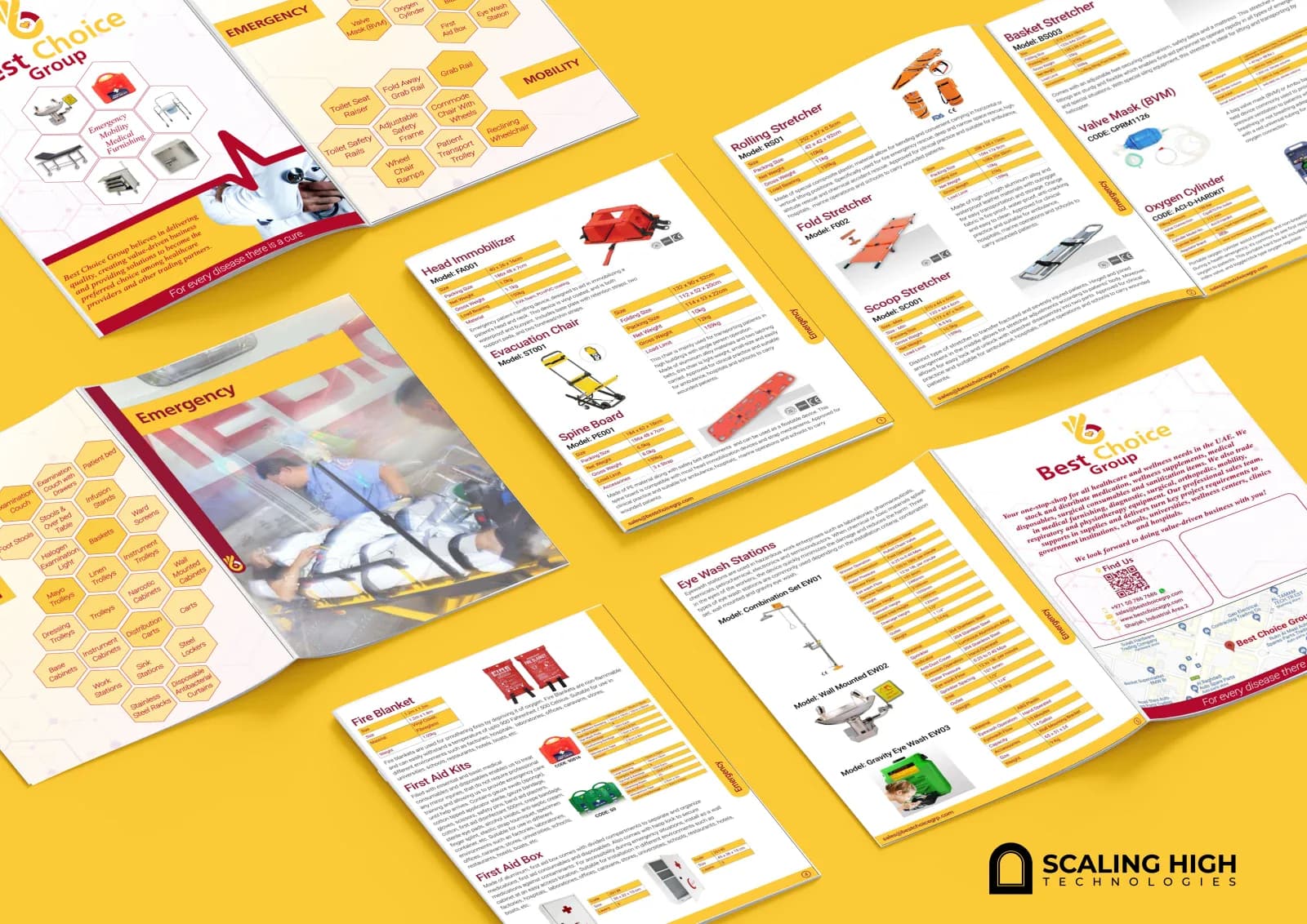 Product catalog cover for a healthcare and medical equipment group.