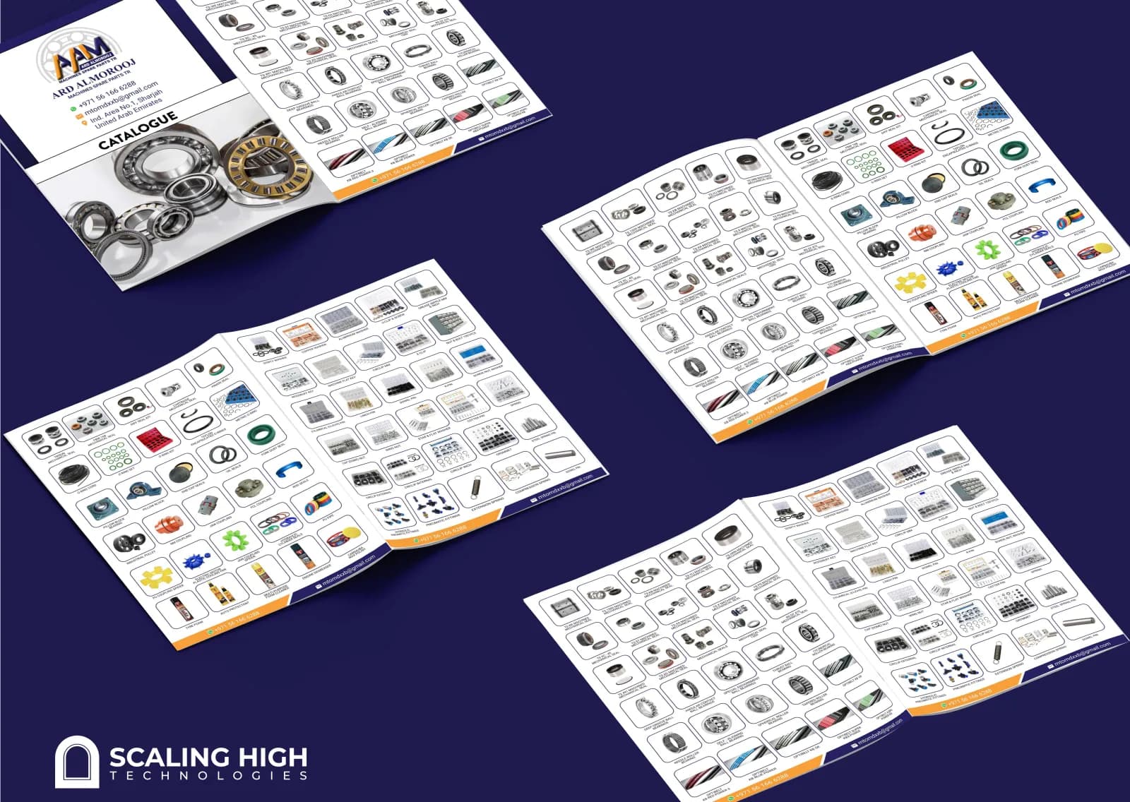 Product catalog cover for an industrial bearings and machine spare parts supplier.