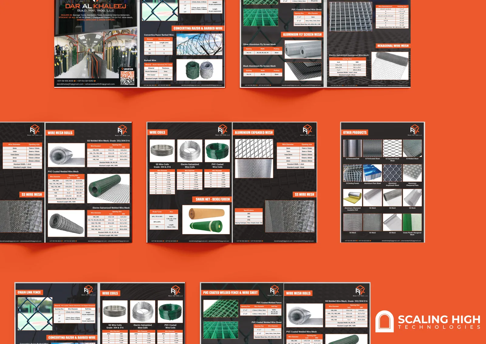 Catalog spread showing expanded metal mesh and GI sheet products.